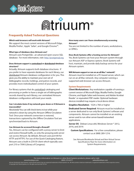 Atriuum FAQs brochure
