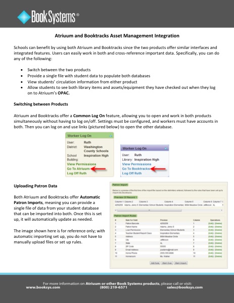 Booktracks Integration with Atriuum brochure
